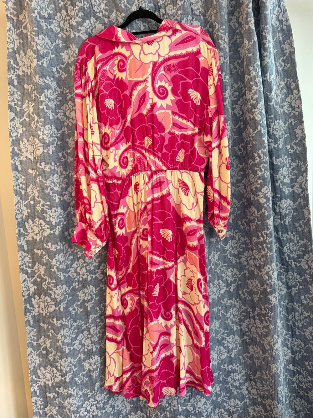 MWT FARM Rio Bright Pink Floral Tie-Front Midi Dress - Picture 5 of 5